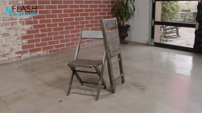 Antique Black Slatted Wood Folding Event Chair, Set of 4
