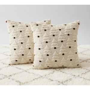 LISM Christmas Tree Pillowcases,Faux Fur Wool Throw Pillow Covers Set of 2 - 1 of 4