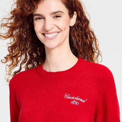 Women's Cozy Alpine Knit Boucl Crewneck Pullover Sweater - Universal Thread' Red - image 4