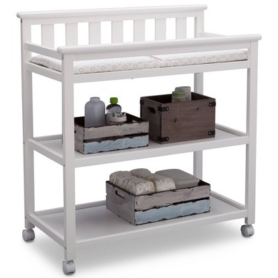 Delta Children Adley Changing Table with Casters - Bianca White