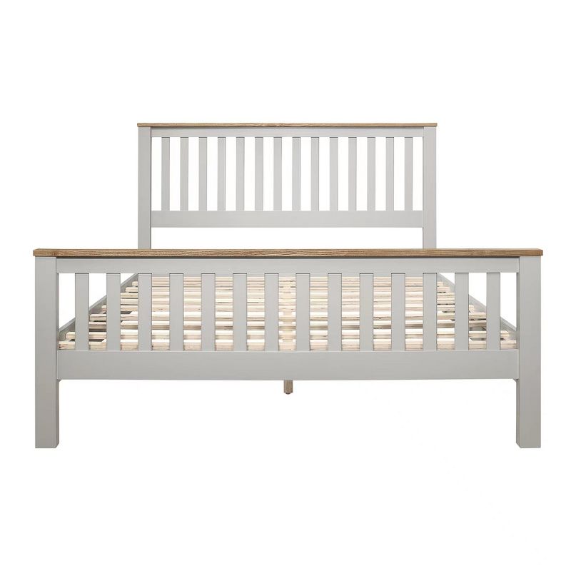 Country Solid Platform Bed with Oak Top Gray-ModernLuxe, 5 of 10