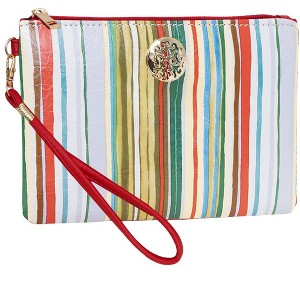 Rebecca & Rifka Multi Stripe Print Medallion Zip Wristlet - 1 of 1