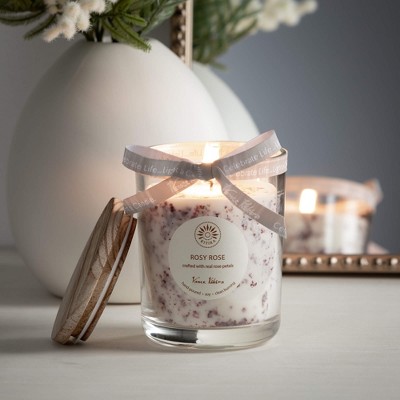 Rosy Rose Scented Soy Wax 5.25" Jar Candle with Wood Lid