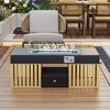 Luck Live Modern 47.2-Inch Indoor & Outdoor Natural Gas Fire Pit Coffee Table with Tempered Glass Wind Shield, Double Storage Drawers & Metal Frame - 3 of 4