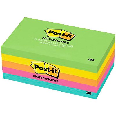 Post-it Original Notes, 3 x 5 Inches, Jaipur Colors, 5 Pads with 100 Sheets Each