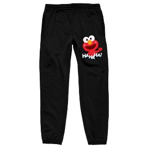 Sesame Street Smiling Elmo Men's Black Graphic Sweatpants - 1 of 3