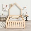 1Pc House Floor Bed , Solid Pine Wood Frame ,Fence Guardrails for Kids' Safety and Fun Bedroom Play Space - Baofuwish - 2 of 4