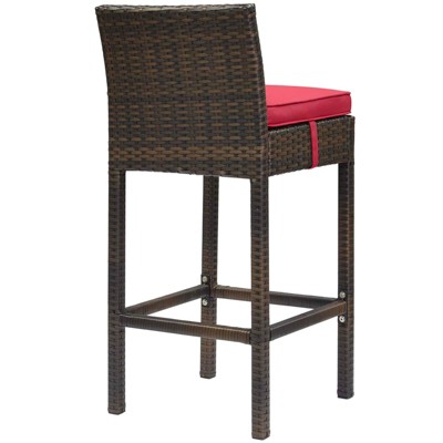 Conduit 36" Brown and Red Wicker Rattan Outdoor Bar Stools