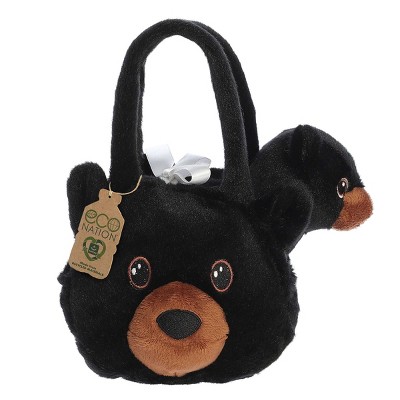 Aurora Small Black Bear Eco Nation Eco-Friendly Stuffed Animal Black 6"