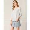 Allegra K Women's Vintage 3/4 Sleeve Boat Neck Ruffled Dots Print Blouse - 3 of 4