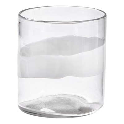 tagltd Headlands Hurricane Vase Clear Glass with White Wave Pillar Candle Holder Small Size 8.0L x 8.0W x 8.6H inches