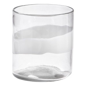 tagltd Headlands Hurricane Vase Clear Glass with White Wave Pillar Candle Holder Small Size 8.0L x 8.0W x 8.6H inches - 1 of 2