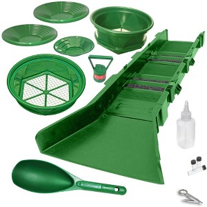 16 Piece Gold Panning Kit - Gold Mining Kit with Sluice Box and Bucket Classifiers; Gold Pans; Tweezers; Vials - 1 of 4