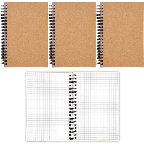 Paper Junkie 4-pack Grid Spiral Bound Graph Paper Notebooks With Kraft ...