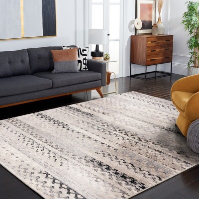 Abstract Gray Shag 9' x 12' Hand-Knotted Synthetic Area Rug