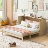Foldable Full Size Murphy Bed with Drawers and USB Port,Space-Saving Cabinet Bed with Rattan Doors-The Pop Home - 3 of 4