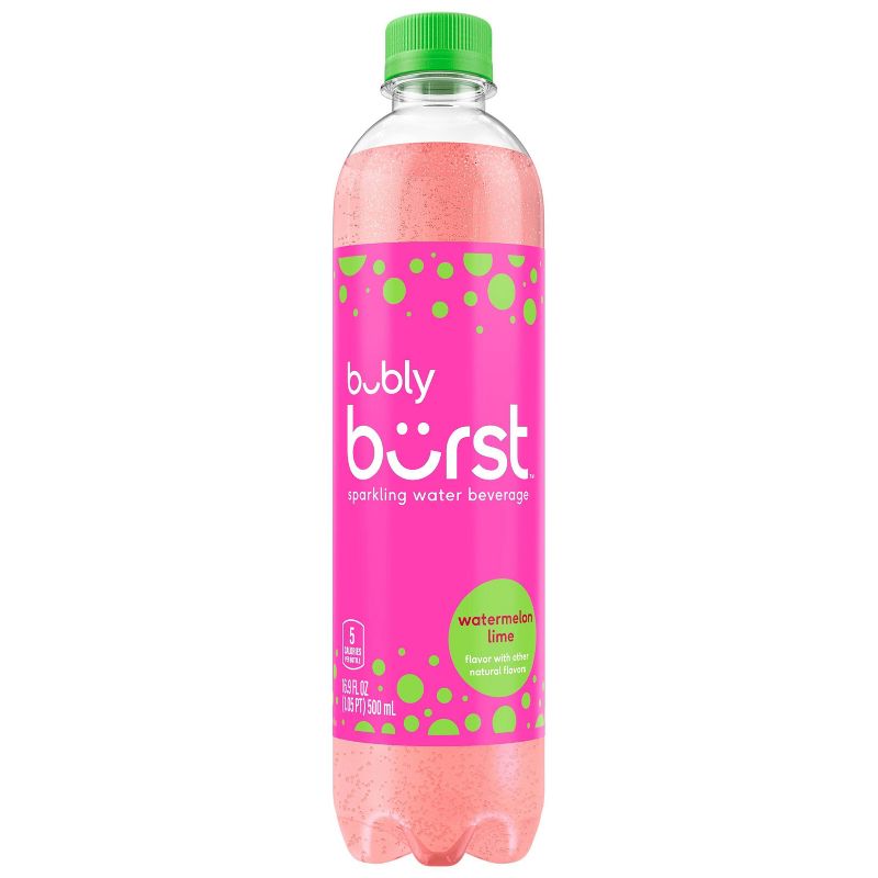 bubly Burst Watermelon Lime Sparkling Water - 16.9 fl oz Bottle, 1 of 5