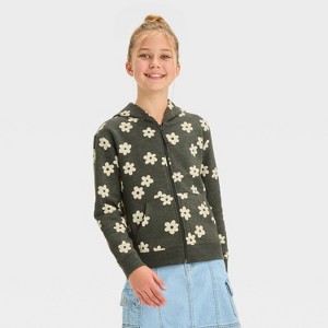 Girls' Zip-Up Fleece Hoodie Sweatshirt - Cat & Jack™ - 1 of 3