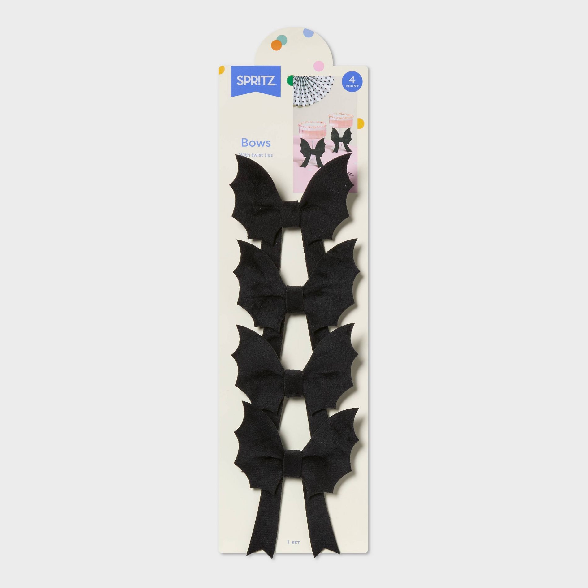4ct Halloween Black Bat Party Decor Bows - Spritz™