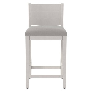 35.75" Fowler Wood Counter Height Barstool Sea White - Hillsdale Furniture: Coastal Planked Back, Fog Fabric Seat - 1 of 4