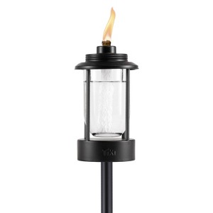 TIKI 64.25" Lighthouse Box Steel/Glass Black Outdoor Torch Black - 1 of 4