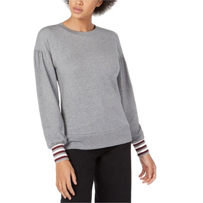 maison Jules Womens Striped Cuff Pullover Sweater