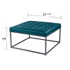 Gulches Blue Upholstered Cocktail Ottoman - Tufted Upholstery, Gray Metal Base, Modern Style for Living Room (Tea Tray/Foot Rest) - 2 of 4