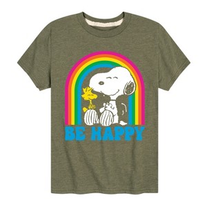 Boys' - Peanuts - Be Happy Rainbow Short Sleeve Graphic T-Shirt - 1 of 4
