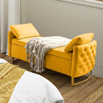 Christoph Modern Upholstered Flip Top Storage Bench with Two Pillows for Foot of Bed|ARTFUL LIVING DESIGN
