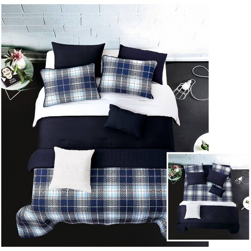 Riverbrook Home Full Queen Plaid 8pc Layered Comforter Coverlet