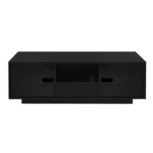 Gulches Modern High Gloss Coffee Table - Rectangle Accent Center Table with 2 Cabinets, Color LED Lights, Furniture for Living Room (Black) - 1 of 4