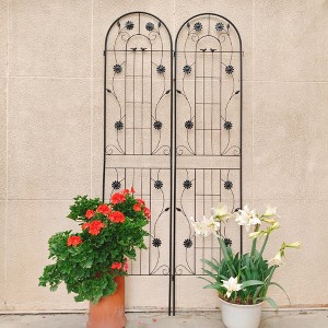 MAYEERTY 2 Pack Metal Garden Trellis 86.7 x 19.7 Inch Rustproof Climbing Plants Support Black Outdoor Flower - 1 of 4