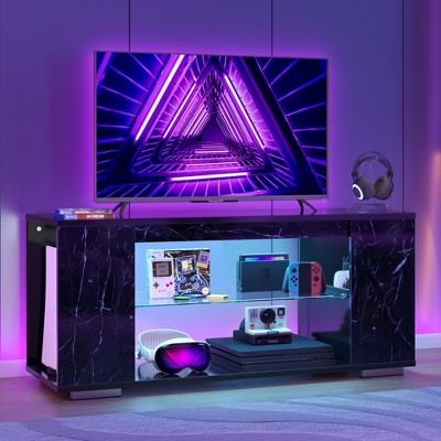 Pinmoco 47'' TV Stand for TVs up to 55", Gaming Entertainment Center with LED Lights