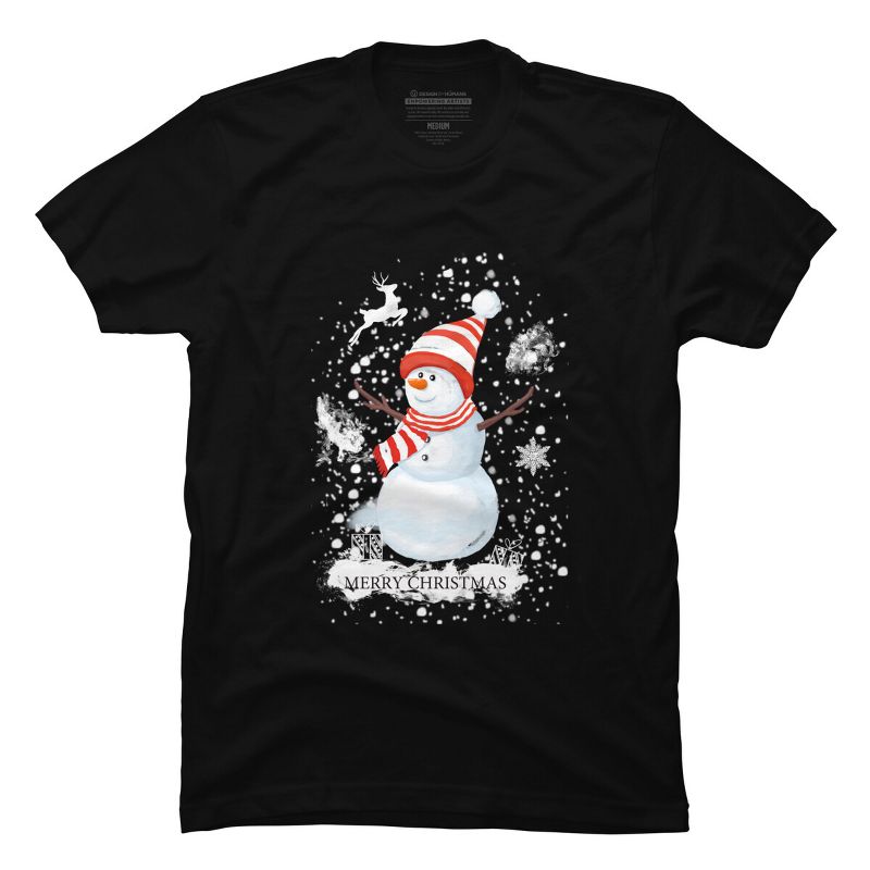 Men's Design By Humans Christmas snowman By werant T-Shirt, 1 of 5