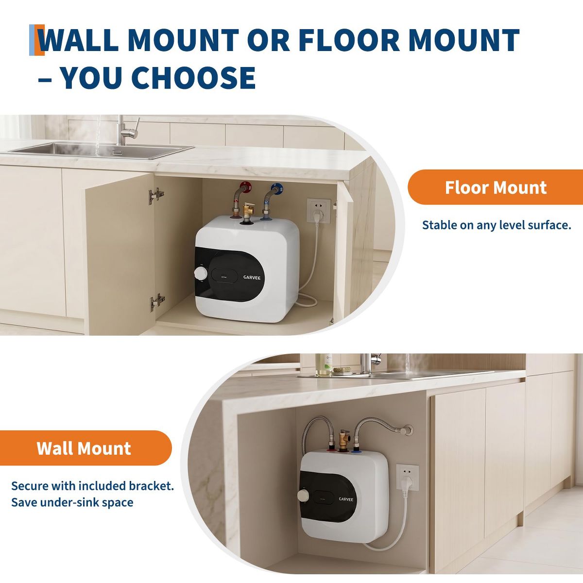 2.6 Gallon Mini Tank Water Heater Electric Under Sink Hot Water Heater Continuous Hot Water for Kitchen Bathroom RV & Small Home - thumbnail 5
