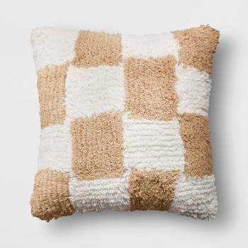  Tufted Checkerboard Cotton Square Throw Pillow - Room Essentials™
