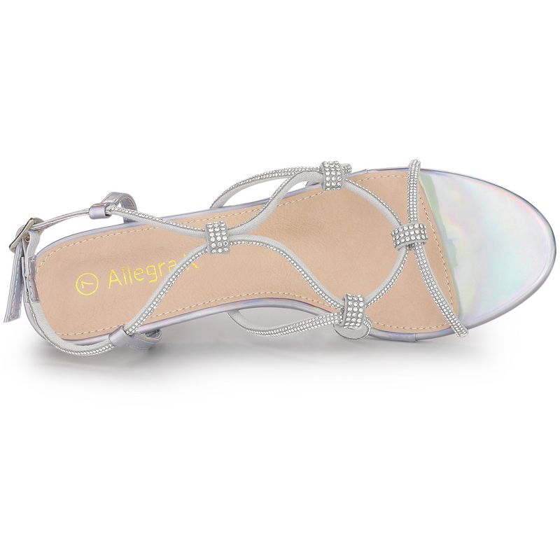 Allegra K Women's Rhinestone Strappy Slingback Stiletto Heel Sandals, 4 of 7