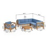 Christopher Knight Home Daniel Outdoor  5 Piece Acacia Wood Sectional Set with Water-Resistant Cushions - 3 of 4