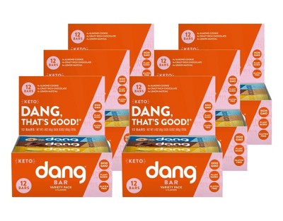 Dang Variety Pack Almond Cookie, Crazy Rich Chocolate, Lemon Matcha Keto Bars - Case of 6/12 pack, 1.4 oz