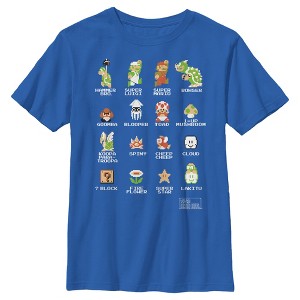 Boy's Nintendo Super Mario Bros Pixel Cast with Names T-Shirt - 1 of 4