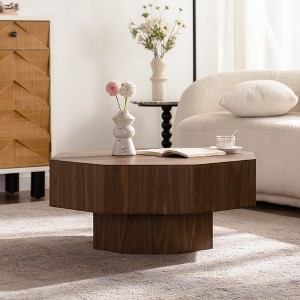 Racxily 30.51 inch Coffee table Wooden Octagonal-Shaped for Living Room Walnut Suitable for Bedroom, Living Room, Office - 1 of 4