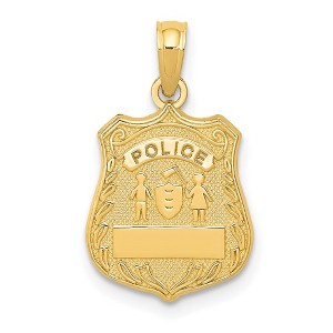 Black Bow Jewelry 14k Yellow Gold Small Police Badge Pendant - 1 of 4