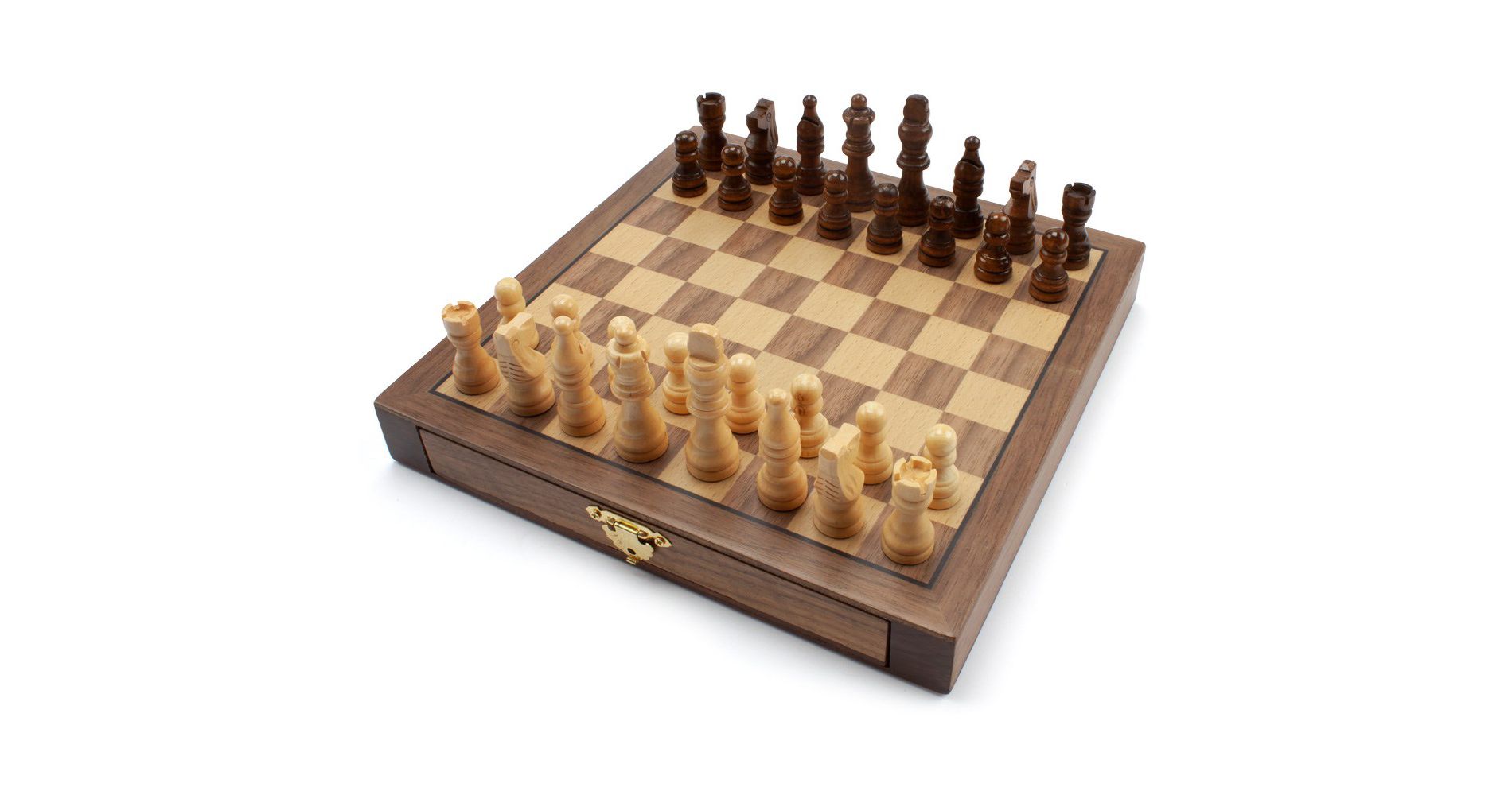 GSE 10" Magnetic Chess Set, Wooden Chess Board Game Set with Drawers, Classic Portable Travel Chess Set