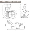 Blue Chenille Single Motor Power Lift Recliner Chair with Massage and Heat for Elderly, Max Reclining Angle 155° - 2 of 4