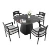 5-Piece Patio Dining Set with Sintered Stone Table and Aluminum Armchairs, Outdoor Furniture for Backyard, Deck or Garden – The Pop Home - 2 of 4