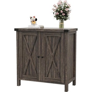 Farmhouse Sideboard Buffet Cabinet with Adjustable Shelf & Barn Doors, Small Kitchen Storage Cabinet - 1 of 4