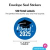 Big Dot of Happiness Class of 2025 Blue Grad Party Envelope Seal Stickers, Round Circle Stickers to Seal Cards, Graduation Envelope Seals - 120 Count - 3 of 4