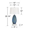 Possini Euro Design Pablo Modern Table Lamp with Square White Marble Riser 27" Tall Blue Green Art Glass White Shade for Bedroom Living Room Bedside - 4 of 4