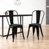 IHOMEADORE 18Inch High Gloss Black Industrial Metal Dining Chairs set of 2 - 2 of 3