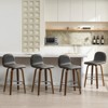 Bekrvio 26" Swivel Counter Height Bar Stools Set of 4 – Mid-Century Modern Upholstered PU Leather & Walnut Bentwood Legs, for Kitchen Island (Gray) - 3 of 4